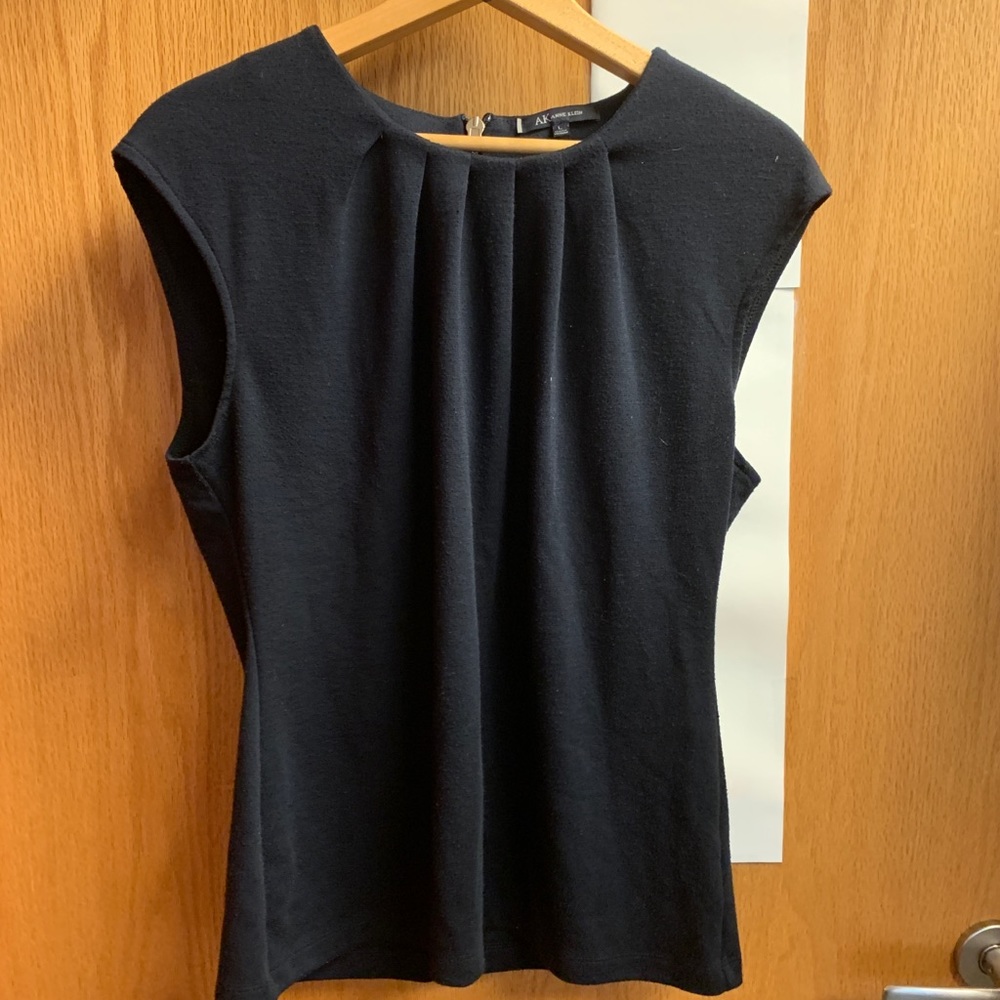 Navy sleeveless shell shirt